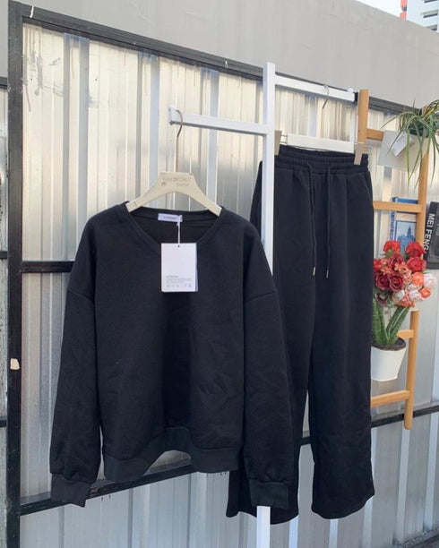 3 Studio Fashion Two Piece Set Oversize Hoodie with Wide Leg Trouser